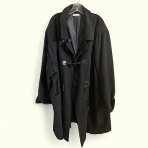 Jessica London ladies black wool loop and toggle trench coat